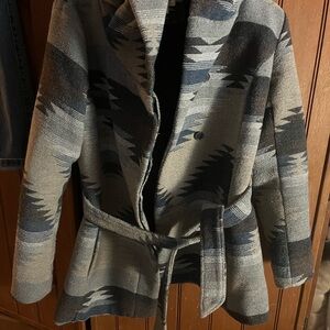 Mossimo Aztec Stylish Gray Patterned Women's Coat